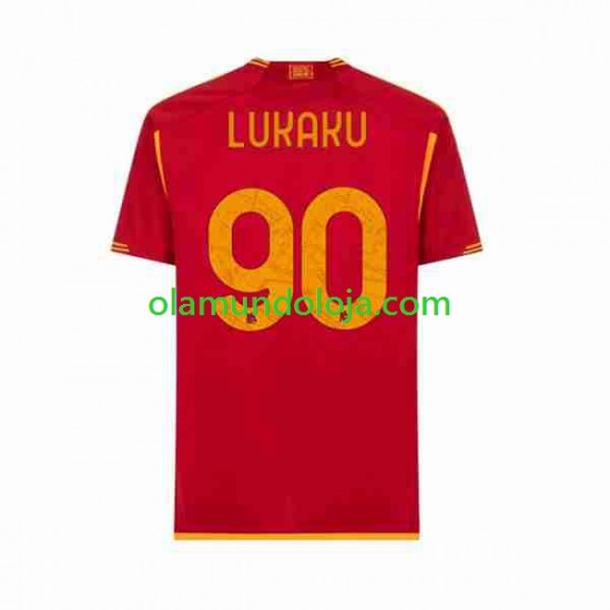 Camisola AS Roma Romelu Lukaku 90 Homem Equipamento Primeiro 2023-2024 Manga Curta